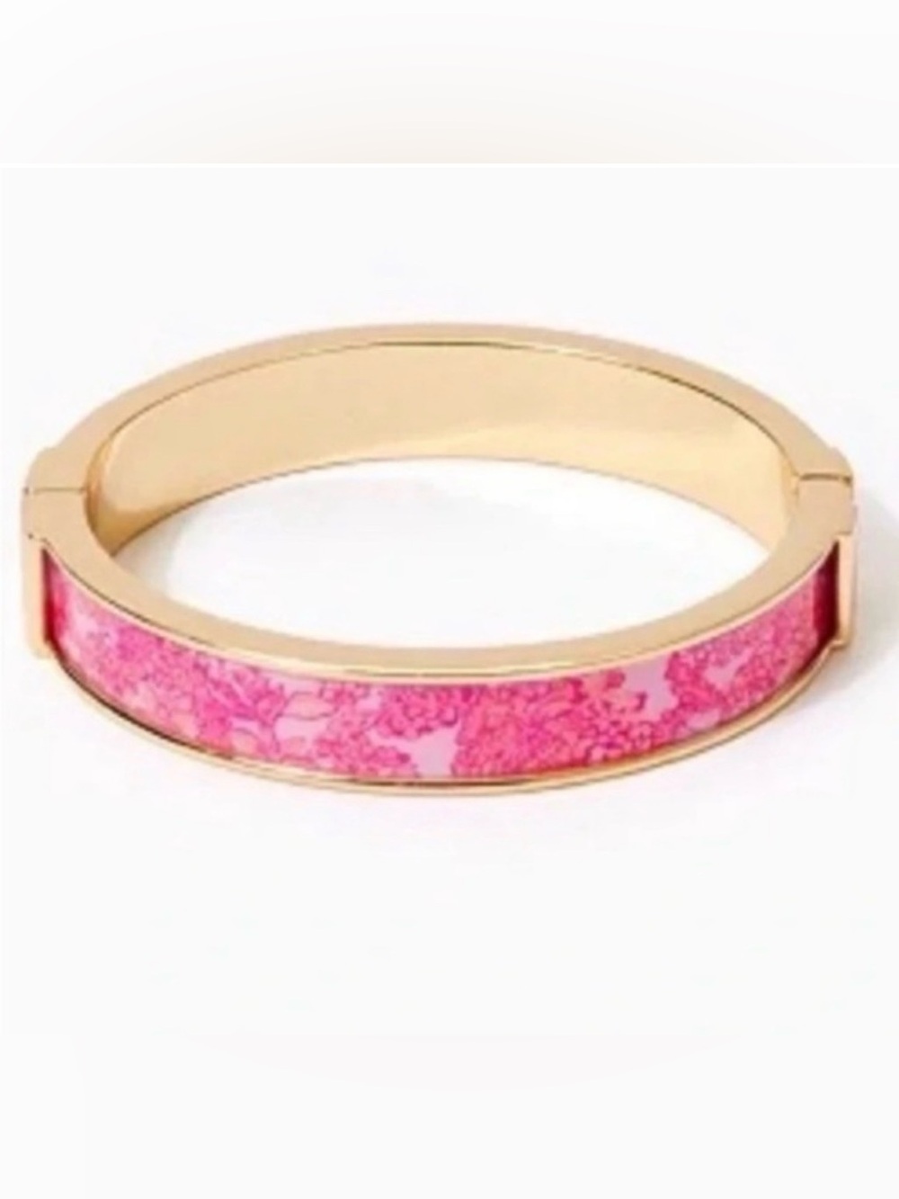 Lilly Pulitzer Gold-Tone Pink Floral Enamel Bangle Bracelet